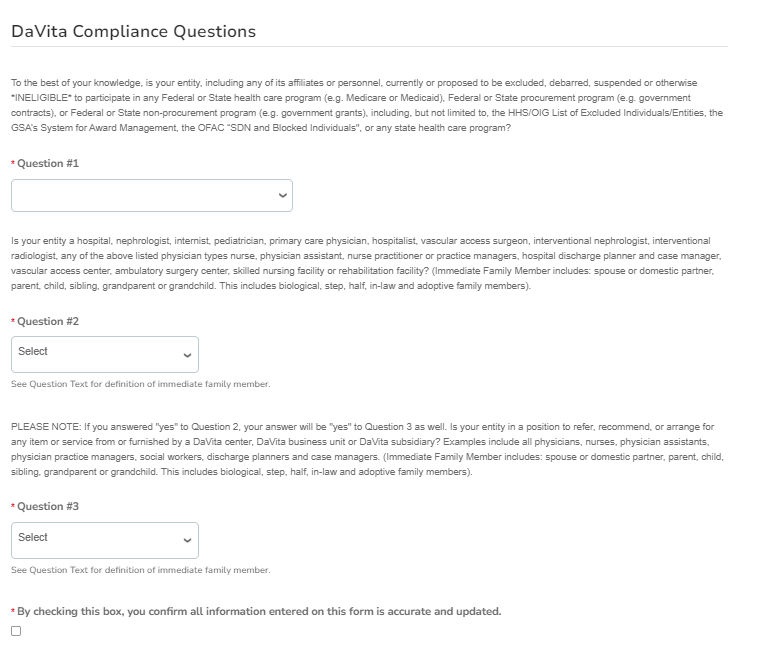 compliance questions form