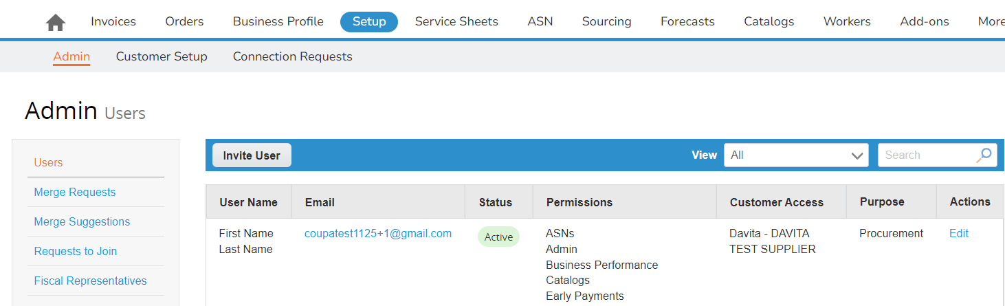 user management portal screenshot