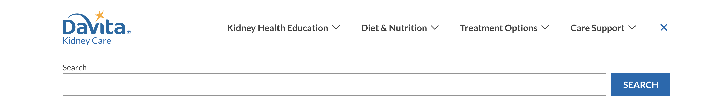 Main navigation (Search bar open)