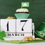 St Patricks Day save the date vintage wood calendar