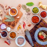 Assortment of Thai food Cooking ingredients and Paste of thai po