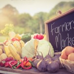 Table with locally grown vegetables