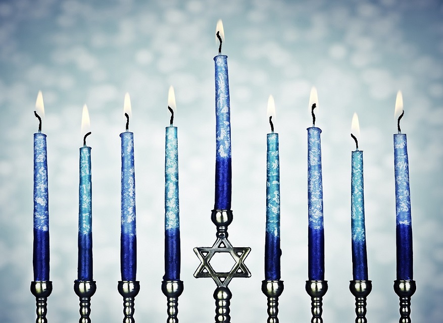 Menorah With Burning Candles