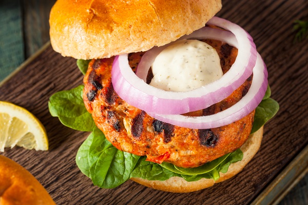 Homemade Salmon Burger with Tartar Sauce
