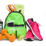 Fitness equipment and training accessories isolated on white background