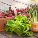 Strawberries Asparagus and Lettuce