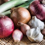 Onions, garlic and shallots still life