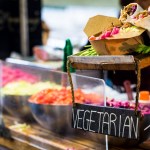 Vegetarian food stall at Borough Market, London, UK