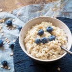 Breakfast oats, porridge with blueberries