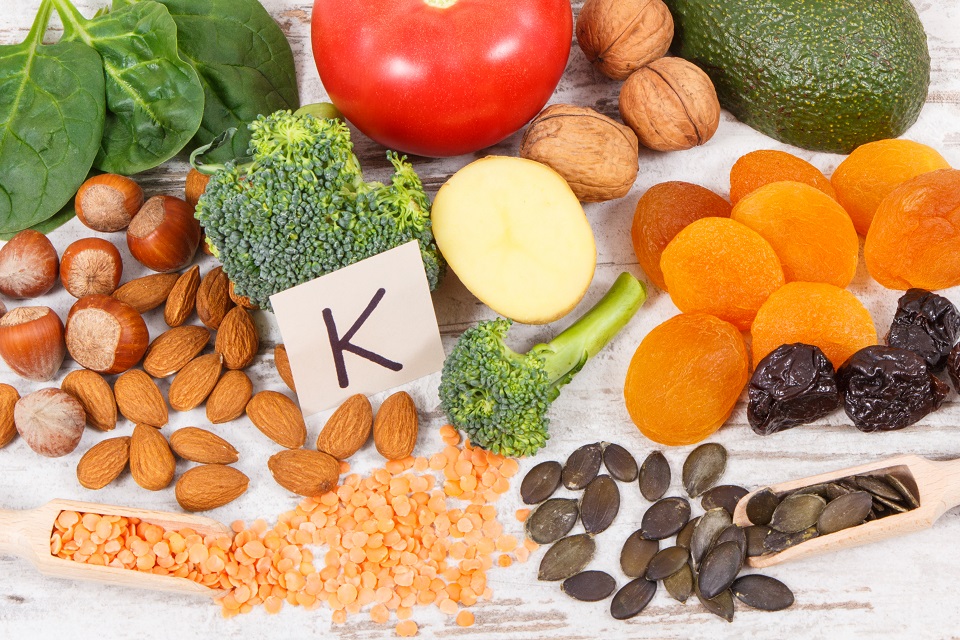 Fruits and vegetables containing vitamin K, potassium, natural minerals and dietary fiber