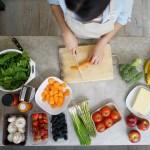 Close-up on a woman cooking at home