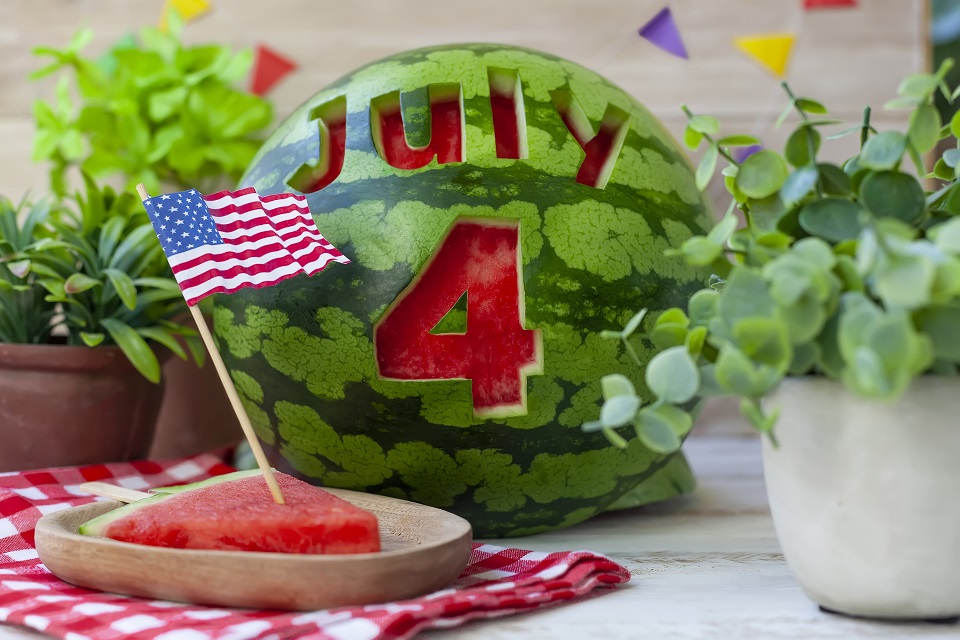 July 4, cut in the skin of a watermelon